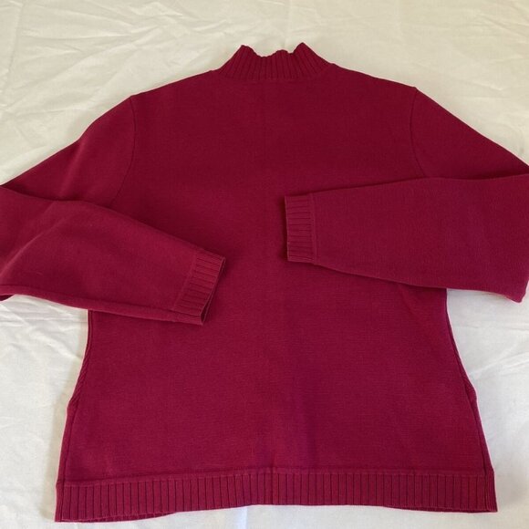 Women's Talbots Petites Cardigan Sweater Hidden Snap Up Pink SZ M 100% Cotton - Picture 11 of 12